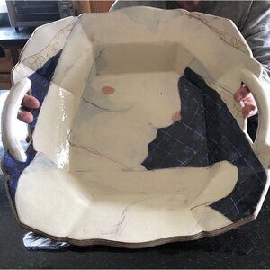 Vtg 1970’s Handmade Extremely Large Women's Nude Upper Body Pottery Bowl